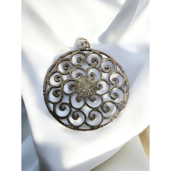 Antique-Style Filigree Metal Pendant—2" Round - Picture 1 of 4